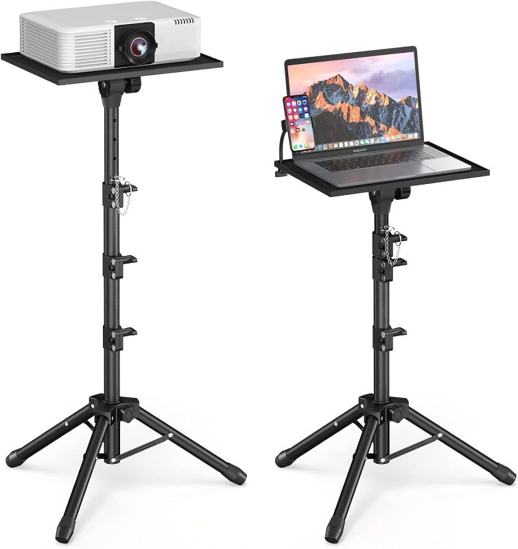 Photo 1 of 63 Inch Projector Stand, Outdoor Projector Stand Tripod, Laptop Tripod Stand Adjustable Height 22 to 63 Inch, Projector Tripod Stand for Office, Home, Stage or Studio(1 Pack)