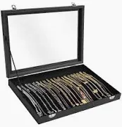 Photo 1 of Necklace Organizer Box Premium 20 Hooks Necklace Display Jewelry Tray with Transparent Lid Jewelry Necklace Display Box for Necklace Pendants Suitable for Women and Girls (Black)