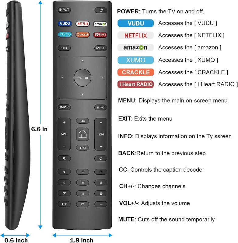 Photo 1 of 
Replacement for Vizio-Smart-TV-Remote, New Universal Remote XRT136 for All Vizio Smart TVs, for Vizio TVs (D-Series/E-Series/M-Series/P-Series/V-Series)