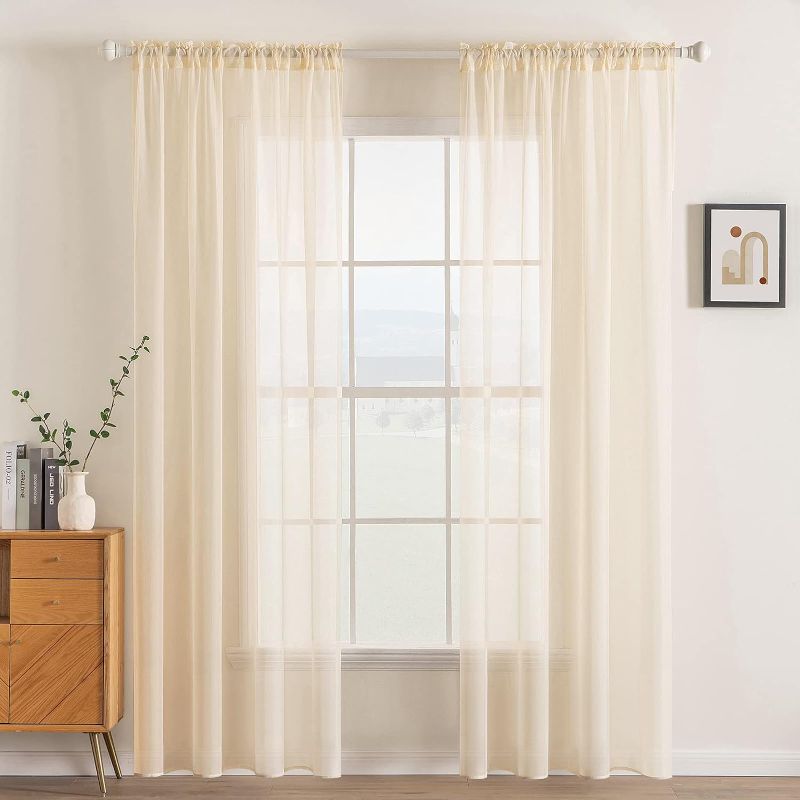 Photo 1 of 
MIULEE 2 Panels Solid Color Sheer Window Curtains Elegant Window Voile Panels/Drapes/Treatment for Bedroom Living Room (54 X 108 Inches Cream Beige