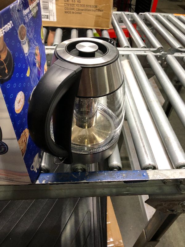 Photo 4 of **** NOT FUNCTIONAL*** SELLING AS PARTS****Chefman Glass Electric Kettle for Boiling Water, 1.8L 1500W, with Tea Infuser, Keep Warm Function, Auto Shut Off, Boil-Dry Protection, BPA Free, Hot Water Boiler, Electric Tea Kettle - Stainless Steel