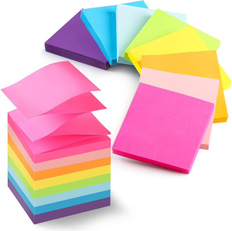 Photo 1 of 
(8 Pack) Pop-up Sticky Notes 3x3 Inches, 8 Bright Colors Super Sticky Notes, Clean Removal, Recyclable, 84 Sheets/pad