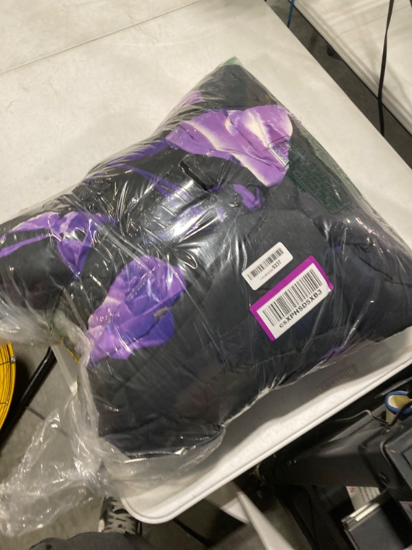 Photo 1 of WONGS BEDDING Purple Comforter Set Queen, Reversible Purple Rose 7 Pieces Bed in a Bag, Lightweight Soft Microfiber Bedding Sets with Flat Sheet, Fitted Sheet, Pillowcases & Shams Queen Purple