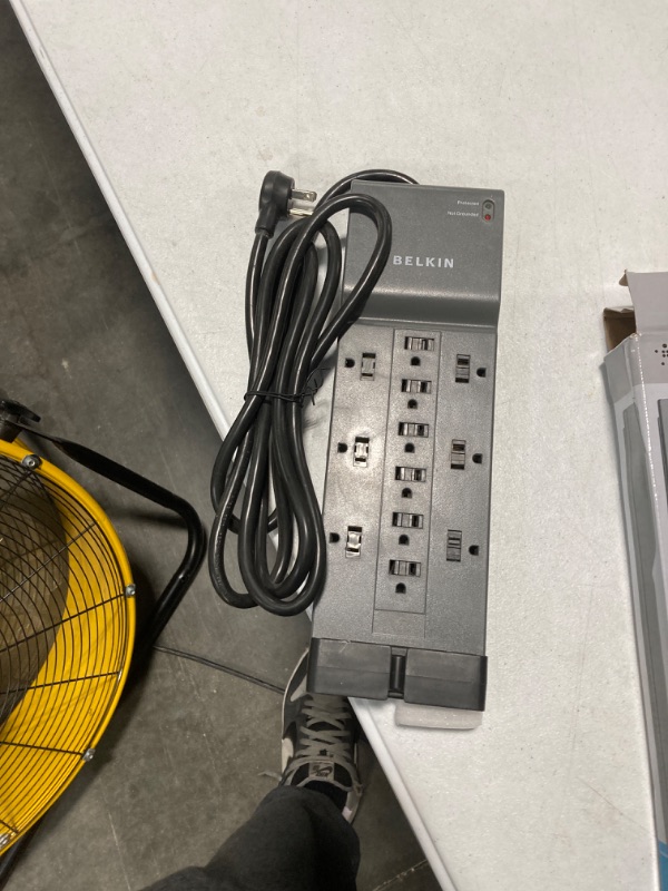 Photo 3 of Belkin Power Strip Surge Protector - 12 AC Multiple Outlets & 8 ft Long Flat Plug Heavy Duty Extension Cord for Home, Office, Travel, Computer Desktop, Laptop & Phone Charging Brick (3,940 Joules) 1 Pack