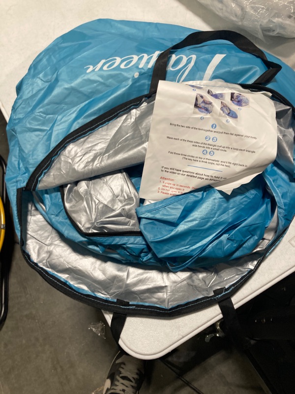 Photo 1 of Beach Tent, Large Automatic Instant Pop Up Beach Shade, UPF 50+ Portable Sun Shelter Anti UV Beach Umbrella Baby Tent with Carrying Bag Fit for 2 Person Blue