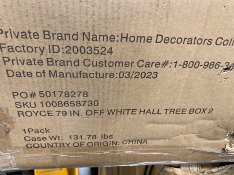 Photo 5 of ***MISSING PARTS****
Royce 79 in. Polar Off-White Hall Tree
*****Missing instructions and screw package to put it together****
