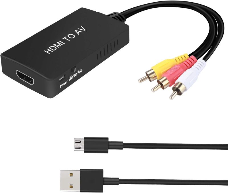 Photo 1 of HDMI to RCA Converter, HDMI to AV 3RCA CVBs Composite Video Audio Converter Adapter Supports PAL/NTSC for TV Stick, Roku, Android TV Box, DVD ect
