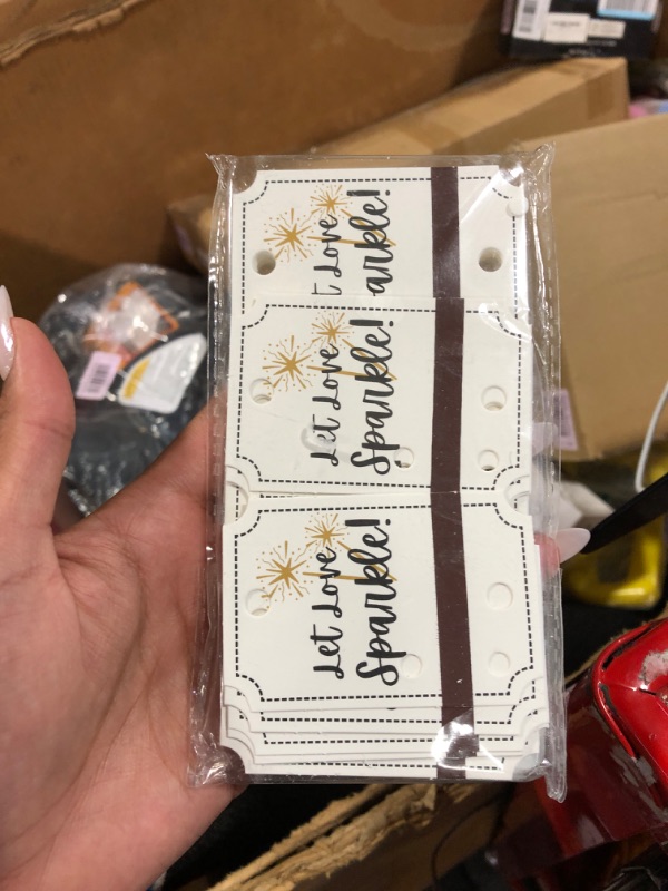 Photo 1 of 100PCS Kraft Wedding Send-Off Tags with Built-in Match Striker, Rustic ‘Let Love Sparkle’ Decor White Paper Sleeves for Ceremony Grand Exit, Anniversary, Parties, Graduation Favors, Engagement Event