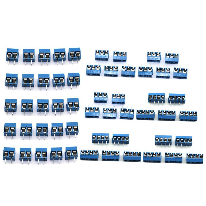 Photo 1 of DGZZI 50pcs Blue 5mm Pitch PCB Mount Screw Terminal Block Connector for Arduino (20pcs 2 Pin + 15pcs 3 Pin + 15pcs 4 Pin)
