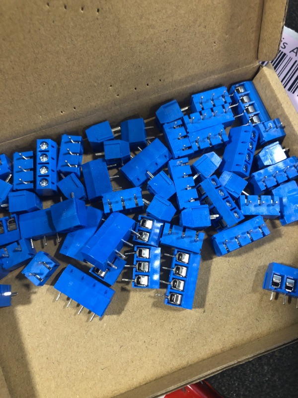 Photo 2 of DGZZI 50pcs Blue 5mm Pitch PCB Mount Screw Terminal Block Connector for Arduino (20pcs 2 Pin + 15pcs 3 Pin + 15pcs 4 Pin)
