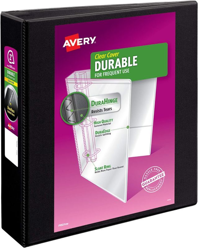 Photo 1 of Avery(R) Durable View 3 Ring Binder, 2 Inch EZD Rings, 1 Black Binder (09500)
