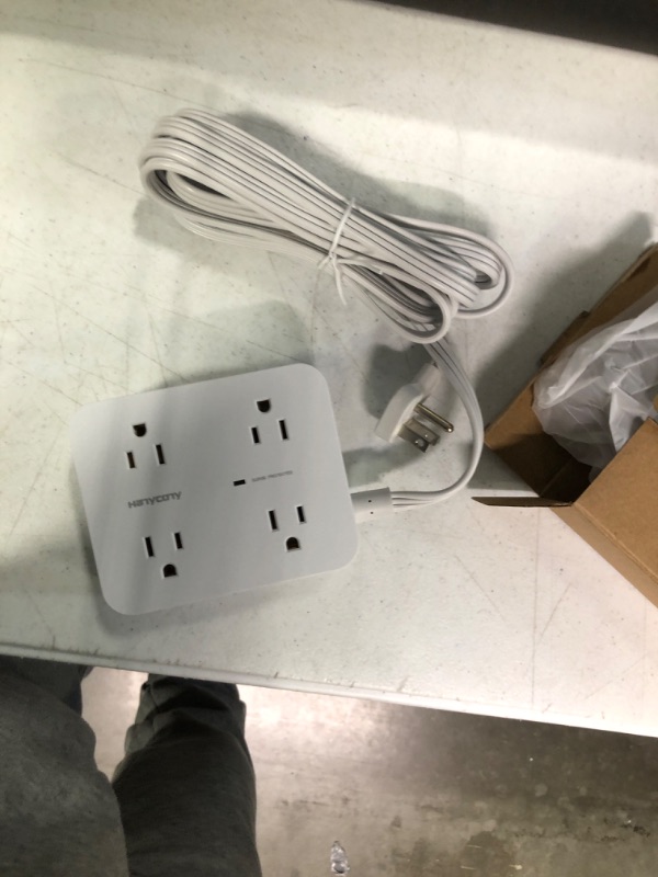 Photo 1 of Extension Cord 10 Ft, Ultra Thin Flat Plug Power Strip Surge Protector with 8 Outlets 4 USB Ports (2 USB C), 1080J Multi Plug Outlet Extender Desk Charging Station for Home Office Dorm Room Essentials 10Ft Thin Plug