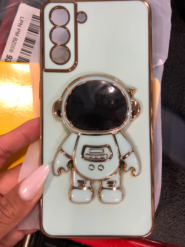 Photo 2 of Buleens for Samsung Galaxy A02s Case with Astronaut Stand, Women Girls Galaxy A02s Cases, Girly Cute 6D Outer Space Heart Pattern Phone Cover for Samsung A02s 6.5 Inch Light Blue
