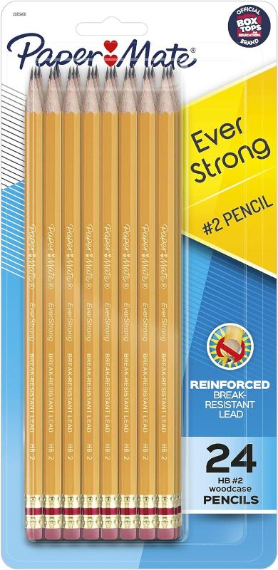 Photo 1 of Paper Mate EverStrong #2 Pencils, Reinforced, Break-Resistant Lead When Writing, 24-Pack
