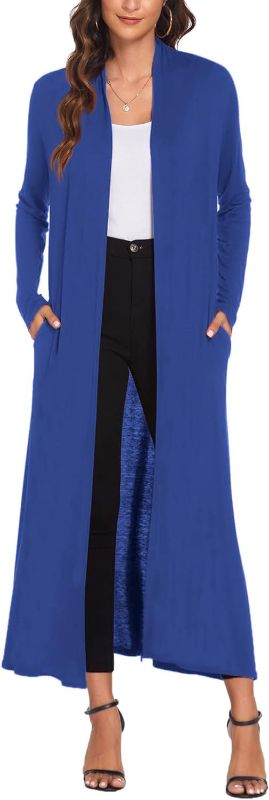 Photo 1 of Bluetime Women Floor Length Open Front Drape Cardigan Lightweight Long Sleeve Maxi Duster with Pockets (3XL)
