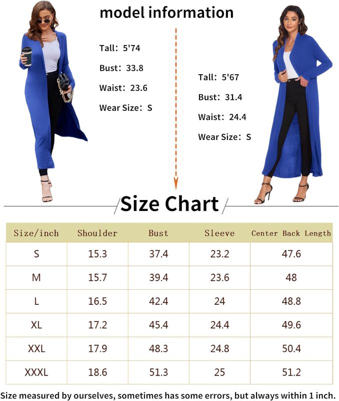 Photo 2 of Bluetime Women Floor Length Open Front Drape Cardigan Lightweight Long Sleeve Maxi Duster with Pockets (3XL)
