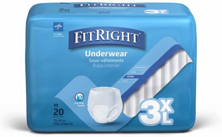 Photo 1 of FitRight Adult Incontinence Underwear, Heavy Absorbency, 3X-Large, 75"-94" Waist (20 Count)