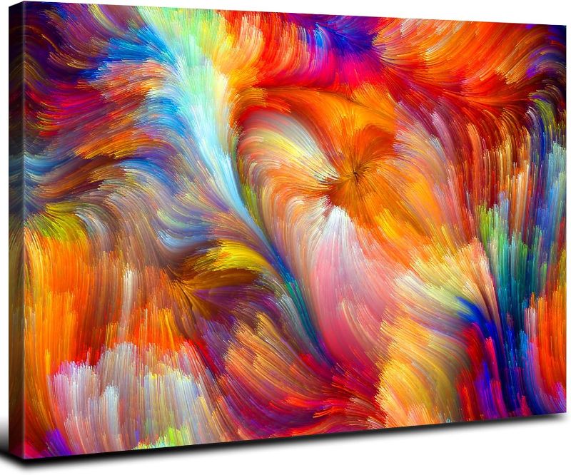 Photo 1 of Abstract Colorful Wall Art Rainbow Canvas Wall Decor 12x16" Bright Multicolor Color Blocks Splash Picture Art Modern Contemporary Prints Painting Artwork for Home Living Room Bedroom Office Decoration
