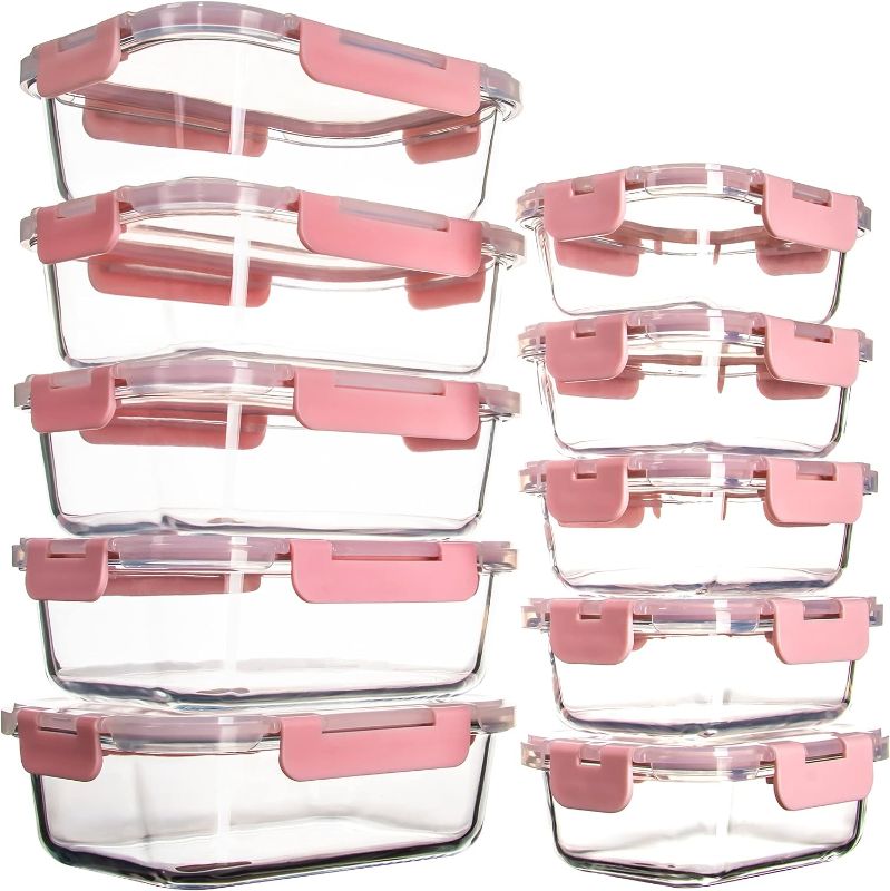 Photo 1 of 0 Pack Glass Food Storage Containers with Lids Leakproof, Airtight Glass Meal Prep Containers For Lunch, On The Go, Leftover, Dishwasher Safe