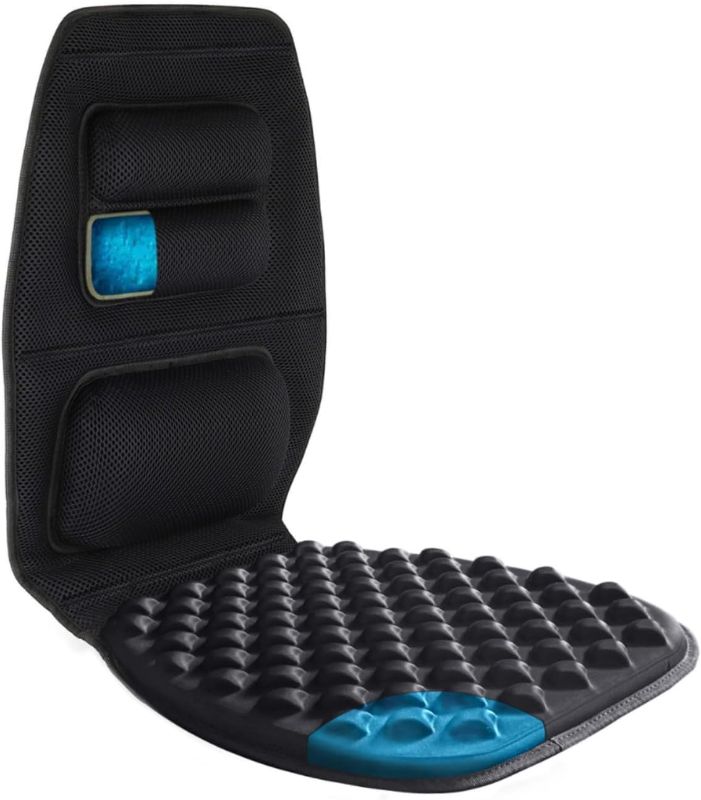 Photo 1 of FOMI Premium Gel Cushion and Firm Back Support | Seat Cushion Pad and Upper Lower Thoracic and Lumbar Pillow for Car, Office Chair | Pressure Sore, Coccyx Pain Relief | Posture Aid (Bubble Gel)