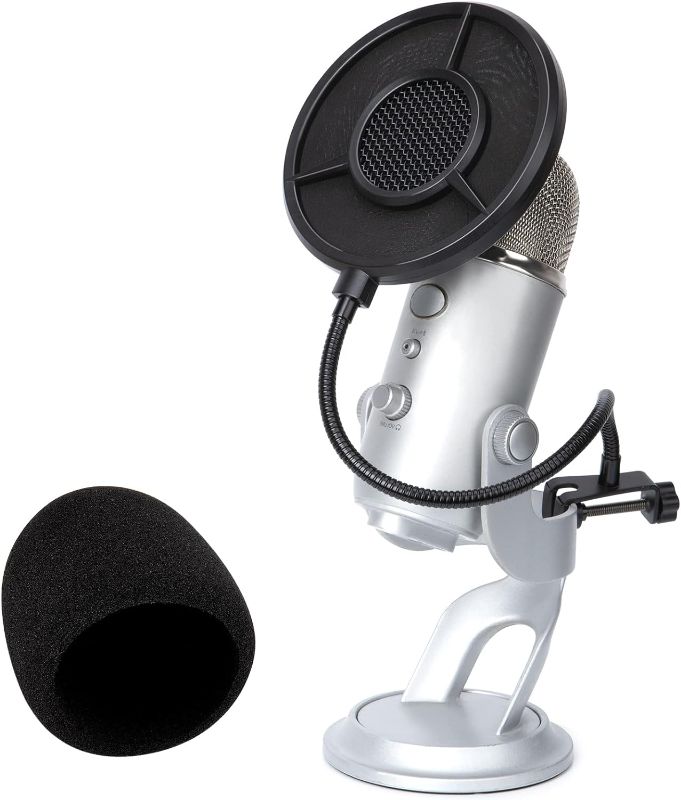 Photo 1 of Blue Yeti Pop Filter Foam Windscreen - 5.5 Inch Diam 6 Layers Pop Filter for Mic Cover Yeti Pop Screen Compatible with Blue Yeti Microphone Professional Metal Pop Filter by YOUSHARES