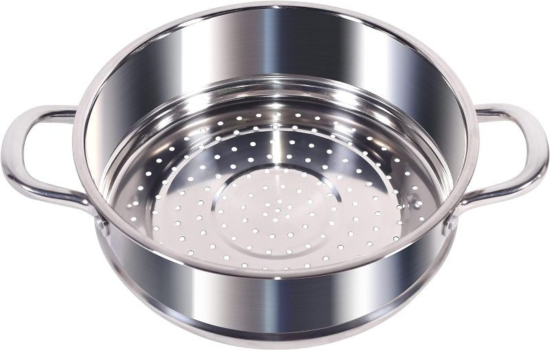 Photo 1 of 24cm Food-Grade 304 Stainless Steel Steamer with Handle - Universal Fit for 24cm Pots, Ideal for Steaming Nutritious Vegetables and More
