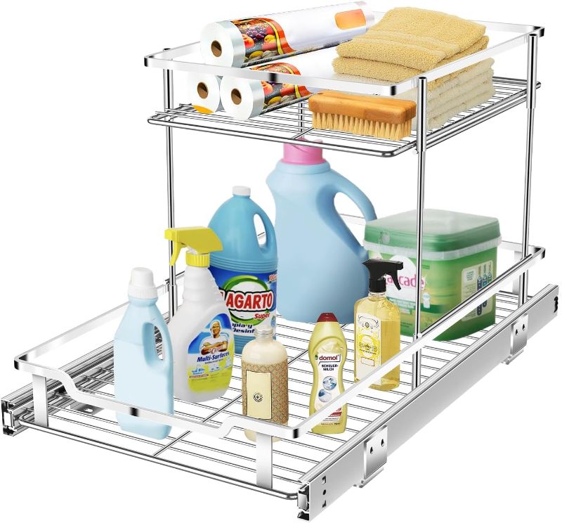 Photo 1 of 2 tier pull out cabinet organizer(12" W x 21" D),cabinet drawers slide out shelves for kitchen,under sink organizer Storage for cabinet in home, Pantry, Bathroom?NEED 13" W and 22" D Cabinet?