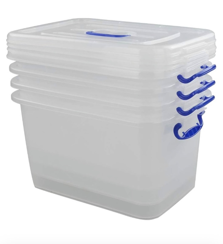 Photo 1 of 5-Pack 12 L Clear Plastic Latch Storage Boxes with Lids