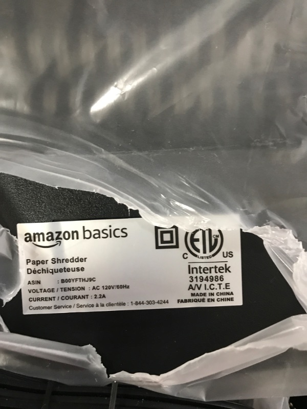 Photo 2 of Amazon Basics 8 Sheet Cross Cut Paper and Credit Card Shredder with 4.1 Gallon Bin, Black