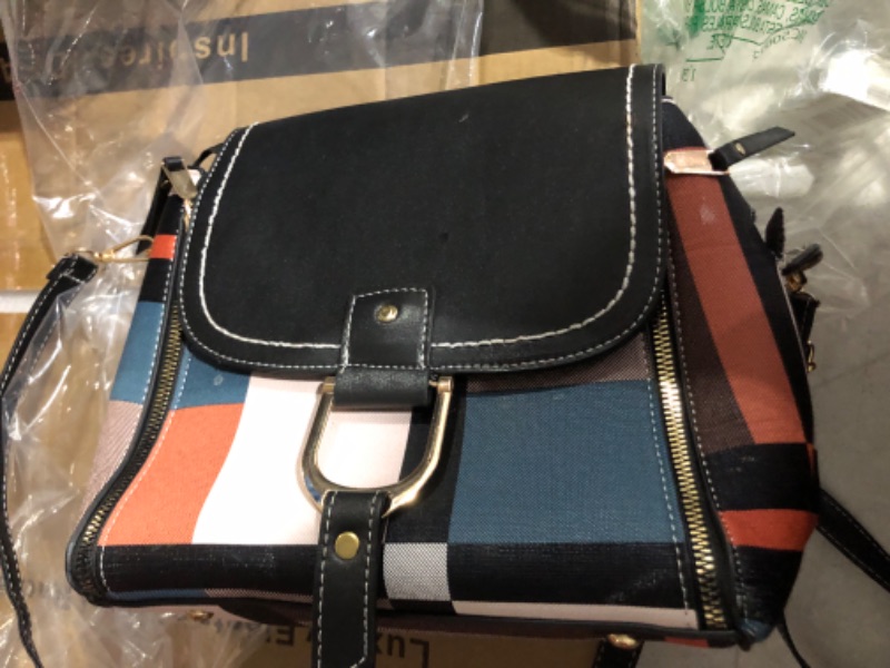 Photo 1 of **DAMAGE**
PHEVOS Women Fashion Hobo Bag PU leather Mini Shoulder Bag (black plaids)