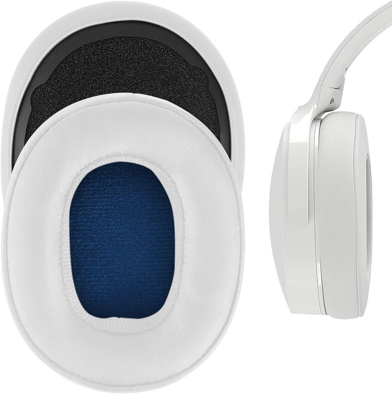 Photo 1 of Geekria QuickFit Replacement Ear Pads for Skullcandy Crusher Wireless, Crusher Evo, Crusher ANC, Hesh 3 Headphones Ear Cushions, Headset Earpads, Ear Cups Cover Repair Parts (White)
