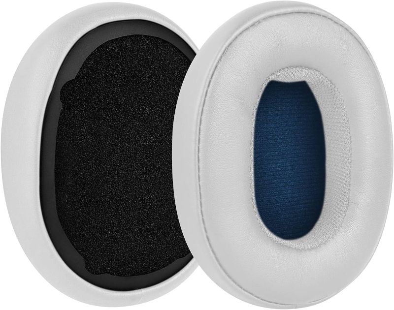 Photo 1 of Geekria QuickFit Replacement Ear Pads for Skullcandy Crusher Wireless, Crusher Evo, Crusher ANC, Hesh 3 Headphones Ear Cushions, Headset Earpads, Ear Cups Cover Repair Parts (White)
