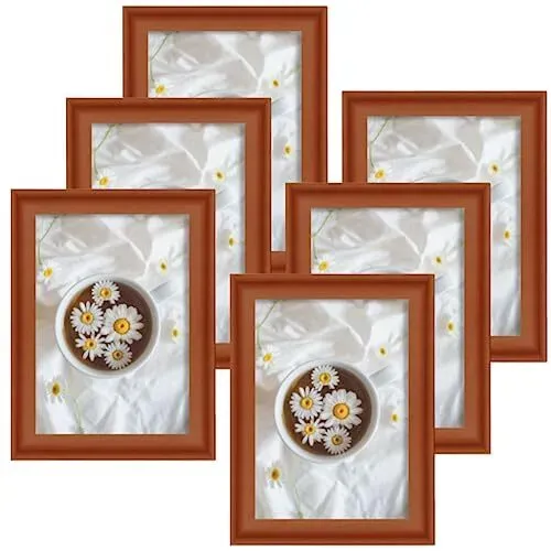 Photo 1 of 5x7 Picture Frame Set of 6 Made of Solid Wood Brown Photo Frames