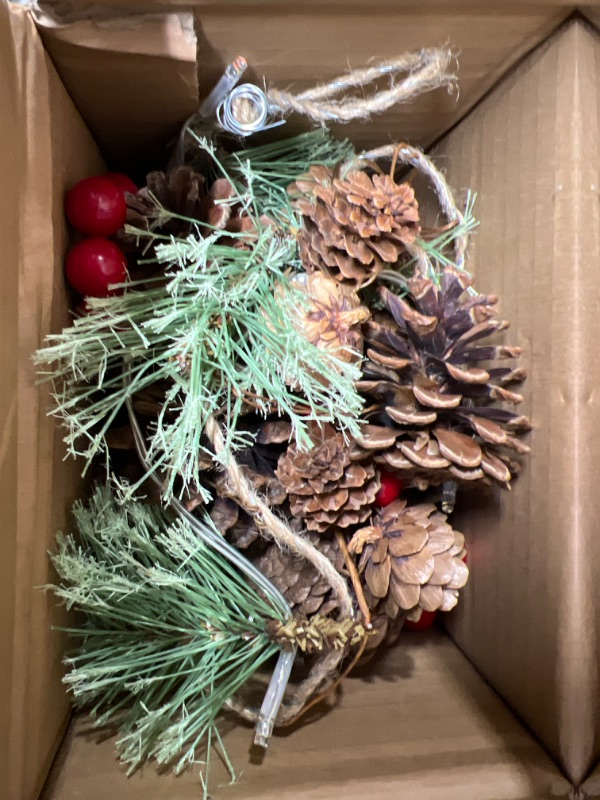 Photo 1 of 2Pack SHareconn 6FT Prelit Christmas Garland with Multi-Color String Lights/Remote/Battery Operated,Pinecone/Red Berry,Indoor Outdoor Decor for Mantle Stairs Railing Fireplace Xmas Lighted Decorations 6FT Christmas Garland Green