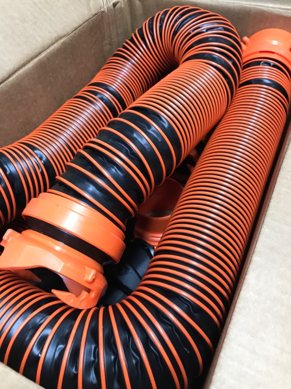 Photo 2 of Camco 21012 RhinoEXTREME 20ft RV Sewer Hose Kit | Includes Swivel Fitting and Translucent Elbow with 4-in-1 Dump Station Fitting | Storage Caps Included 20' Sewer Hose Kit Ships In Own Container