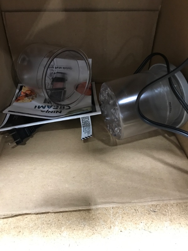 Photo 3 of **NONREFUNDABLE**FOR PARTS OR REPAIR**SEE NOTES**
Ninja NC301 CREAMi Ice Cream Maker, for Gelato, Mix-ins, Milkshakes, Sorbet, Smoothie Bowls & More, 7 One-Touch Programs, with (2) Pint Containers & Lids, Compact Size, Perfect for Kids, Silver Silver 7 Fu