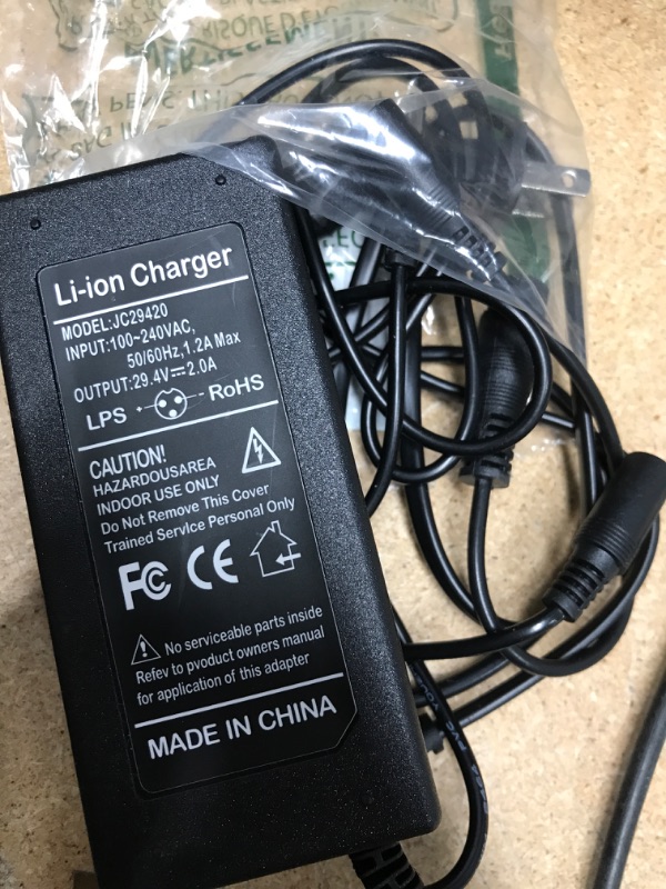 Photo 2 of 29.4V 2A Charger 5 Plugs Universal for 24V 25.2V 25.6V 25.9V Lithium Battery, Pack DC 5.5 * 2.1 with 8mm 3 Prong Connector /12mm 3 Prong Connector /8mm RCA Connector/ 3-Pin Male XLR Connector 29.4V 5 Plugs