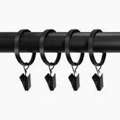 Photo 1 of Origin 21 10-Pack 1-in Matte Black Steel Curtain Ring with Clip
