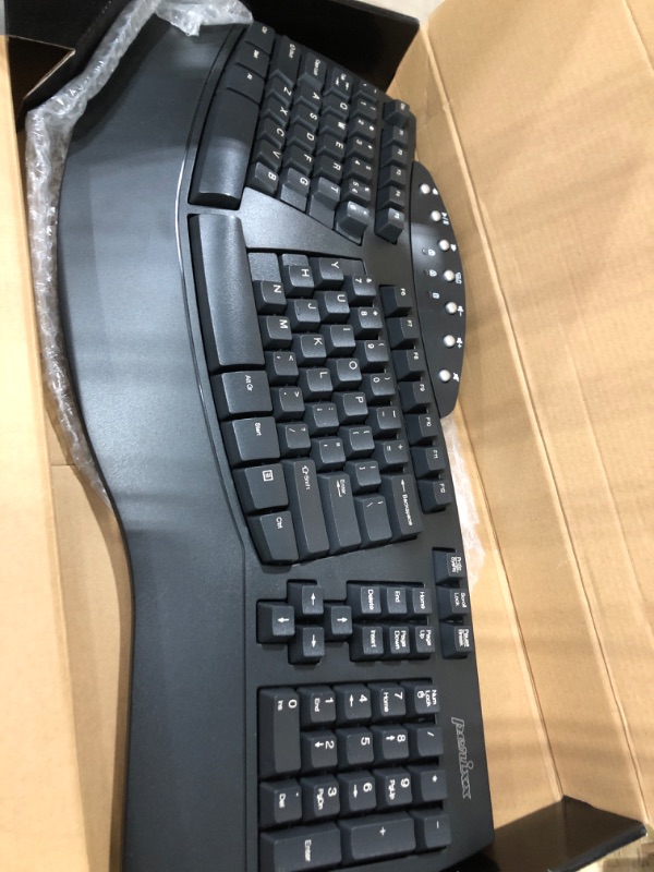 Photo 2 of Perixx Periboard-612 Wireless Ergonomic Split Keyboard with Dual Mode 2.4G and Bluetooth Feature, Compatible with Windows 10 and Mac OS X System, Black, US English Layout, (11354) Wireless Black Keyboard