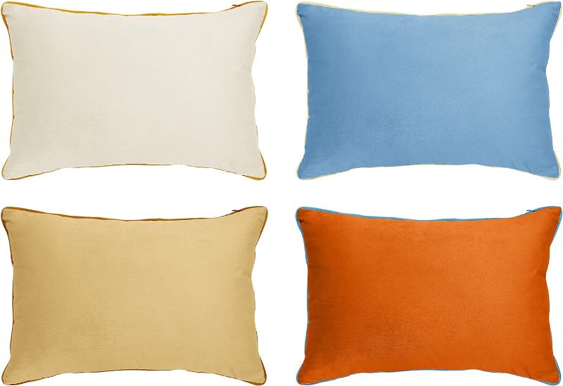 Photo 1 of 
X.drmdesa Throw Pillow Covers Set of 4 Soft Velvet Rectangular Reversible Design, Decorative Waist Throw Pillow Covers for Sofa Living Room Car, Insert Not.
