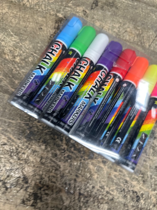 Photo 2 of Window Chalk Markers for Cars Washable: 8 Colors Jumbo Liquid Chalk Marker with 10mm Thick Tips, Big Chalkboard Markers, Car Window Paint Markers Pen for Glass, Auto, Bistro, Mirror, Poster, Business 1 Count (Pack of 8)