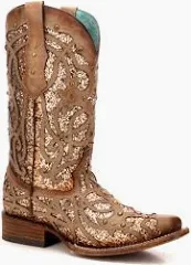 Photo 2 of WOMENS GLITTER LEATHER  COWBOY BOOTS BROWN  SIZE 11M 