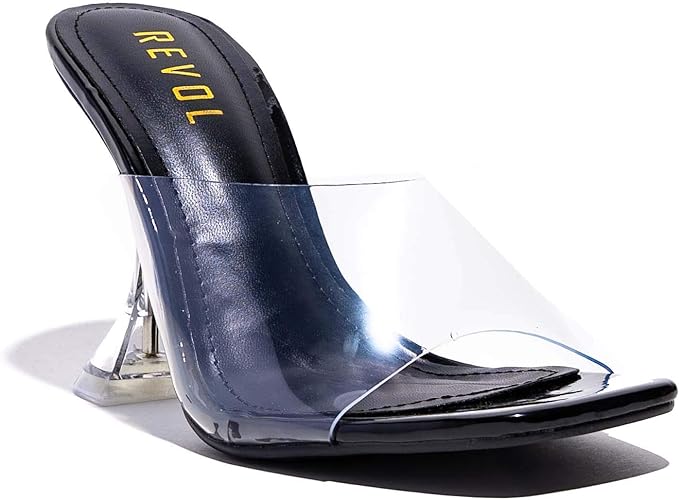 Photo 1 of REVOL Perpex Heel Ankle Strap Adjustable Buckle Lucite Clear Block Chunky High Heel Open Toe Sandal 7 1/2