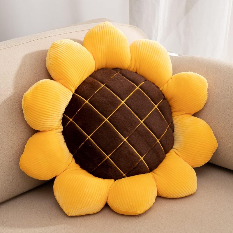 Photo 1 of 19" 3D FLOWER FLOOR PILLOW SEATING CUSHION MAT &SUNFLOWER SHAPED DECORATIVE PLUSH THROW PILLOWS CUSHIONS FOR HOME ROOM DECOR 