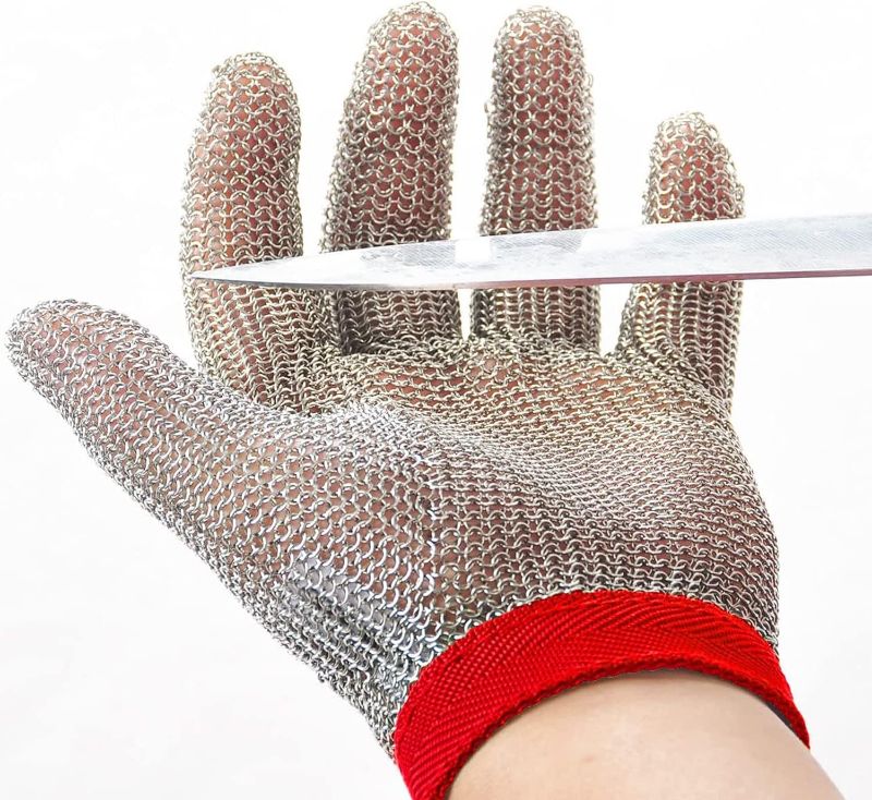 Photo 1 of Dowellife Chainmail Glove, Cut Resistant Glove Food Grade, Stainless Steel Mesh Metal Glove Knife Cutting Glove for Butcher, Oyster Shucking Kitchen Mandoline Chef Slicing Fish Fillet (Medium)