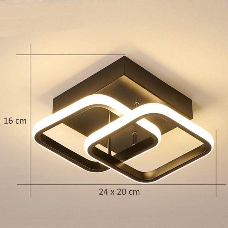 Photo 3 of (READ NOTES) SWTC Modern LED Ceiling Light Square LED Ceiling Lamp Dimmable Metal Ceiling Lighting Fixture for Living Rooms Bedrooms Hallway Office, 22W, 85V-265V (Black)