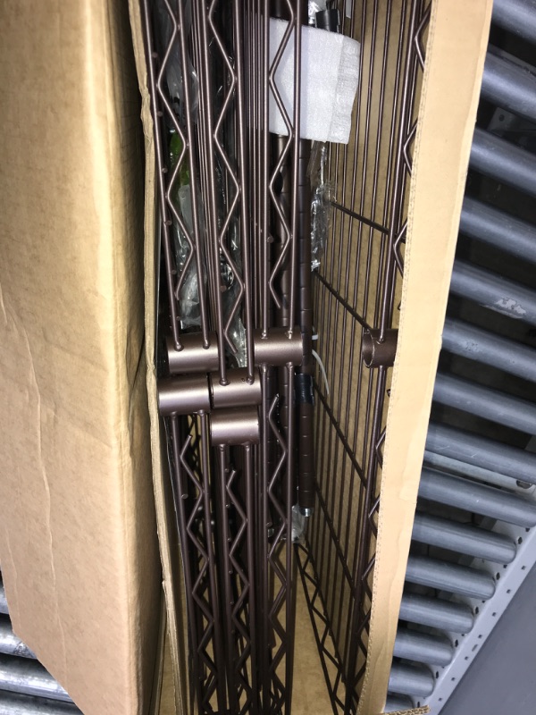 Photo 2 of (READ NOTES) Amazon Basics Expandable Metal Hanging Storage Organizer Rack Wardrobe with Shelves, measure: 2.191 , Bronze Bronze Organizer