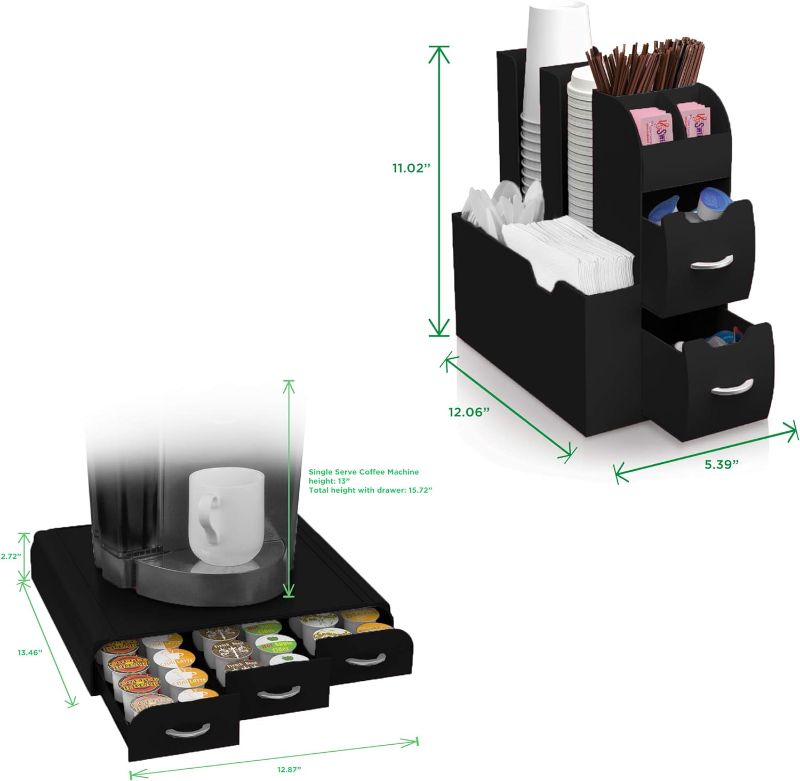 Photo 3 of **SEE NOTES/DAMAGED**
Mind Reader Organizer Coffee Pod Drawer and Condiment, 2 Piece,36 pods, Black