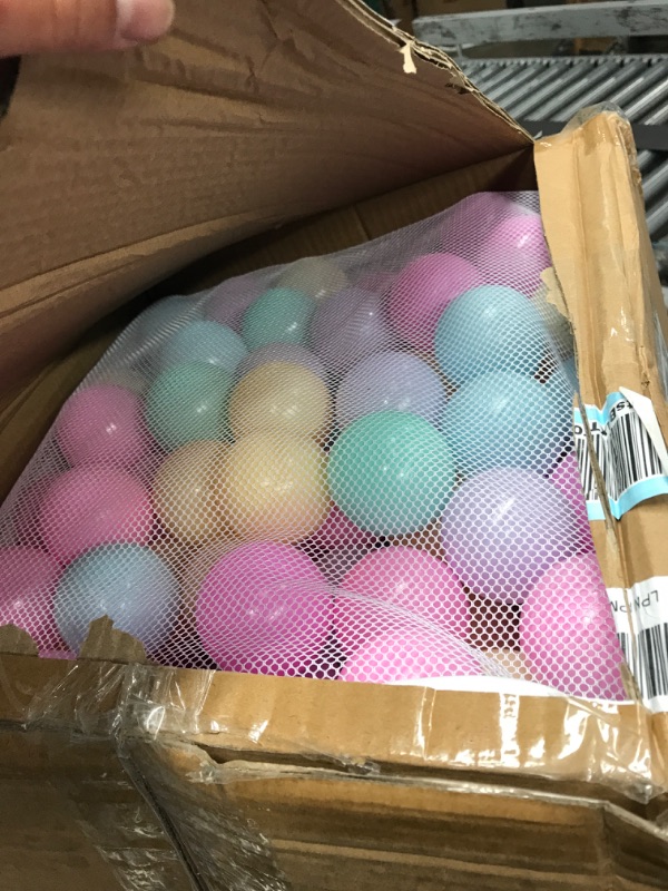 Photo 2 of Amazon Basics BPA Free Crush-Proof Plastic Ball Pit Balls with Storage Bag, Toddlers Kids 12+ Months, 6 Pastel Colors - Pack of 400 6 Pastel Colors 400 Balls