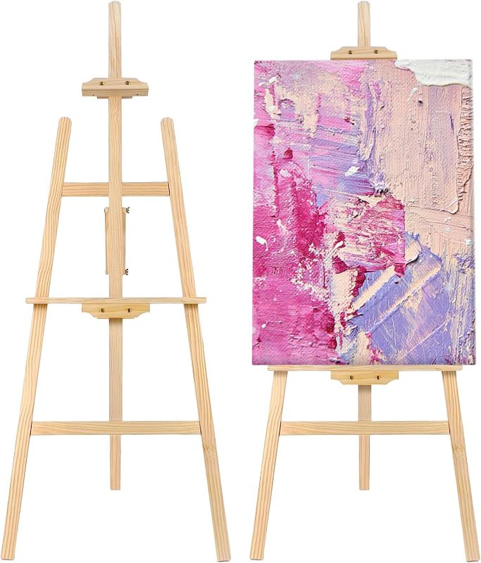 Photo 1 of Adjustable Wooden Painting Easel, Art Easel Stand Hold up to 43'', Painting Canvas for Wedding Sign and Poster, Drawing for Adults, Begginners and Students